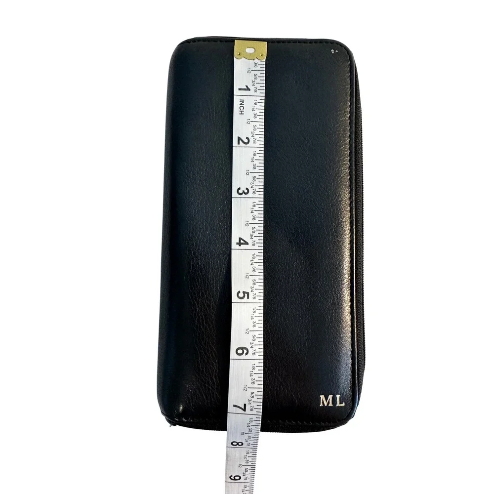 Tumi‎ Leather Zip Around Travel Organizer Wallet Men's Accessory Monogrammed ML